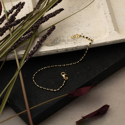 14K Yellow Gold Black Enamel Bracelet