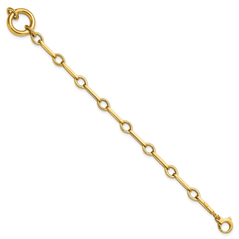 14K Yellow Gold Polished Fancy Long Link with Circle 7.75 Inch Bracelet