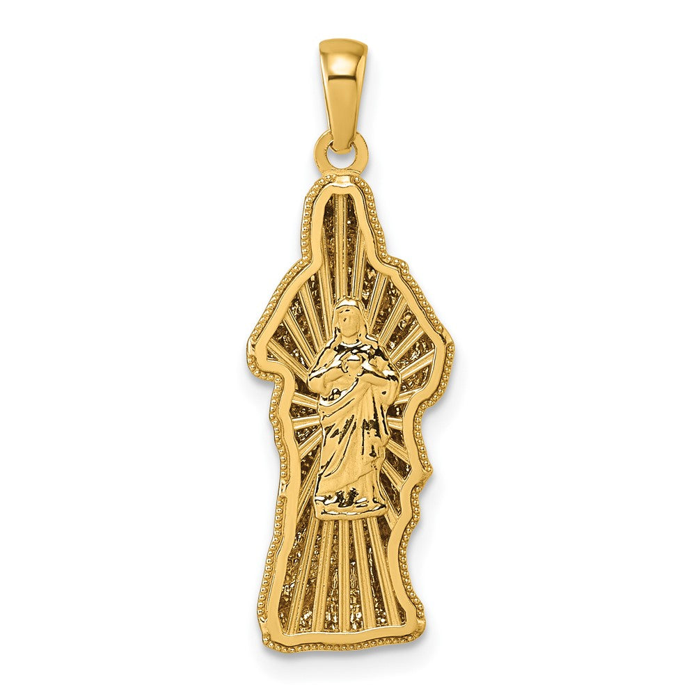 14K Yellow Gold with -tone Polished Sacred Heart of Jesus Pendant
