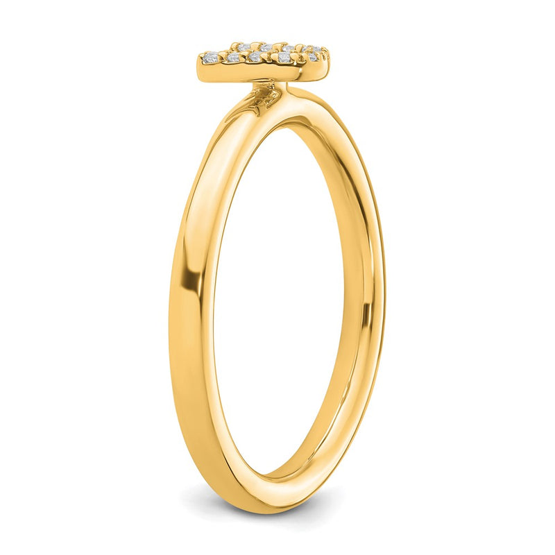14K Yellow Gold Stackable Diamond Initial U Size 7 Ring