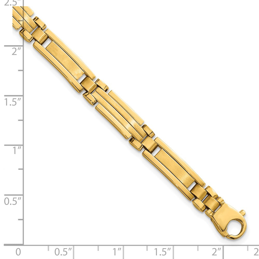 14K Yellow Gold Polished and Brushed 6.7mm Fancy Multi Link Bar 8.25 Inch Bracelet