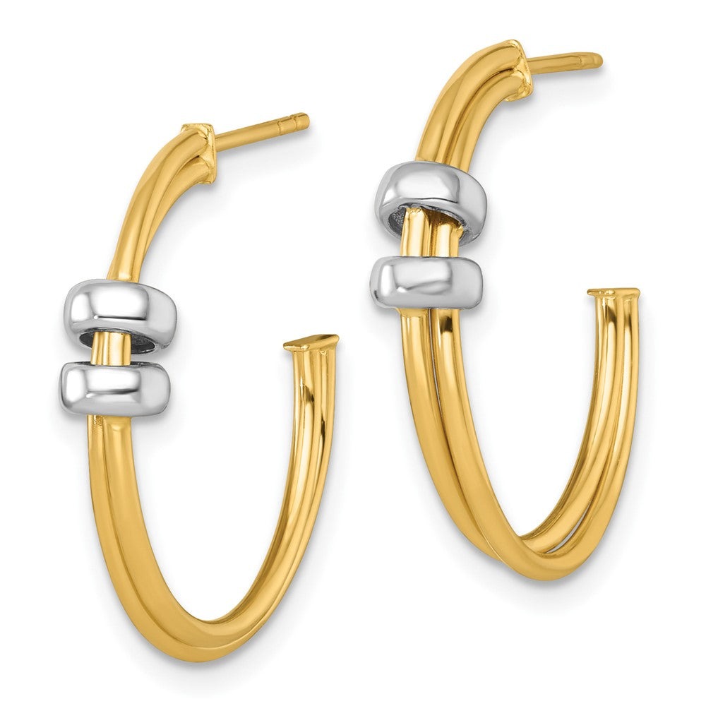 14K Two-Tone Gold Two-tone Polished with Rings Double C-Hoop Post Earrings