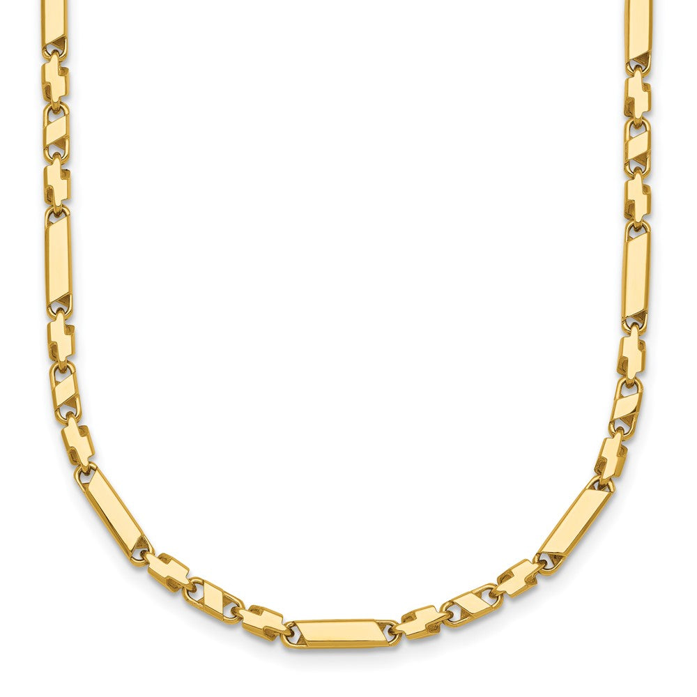 14K Yellow Gold Polished Fancy Bar Link 19.75 Inch Necklace