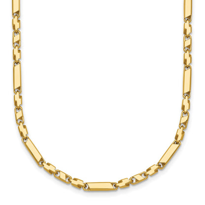 14K Yellow Gold Polished Fancy Bar Link 19.75 Inch Necklace