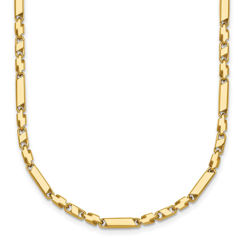 14K Yellow Gold Polished Fancy Bar Link 19.75 Inch Necklace
