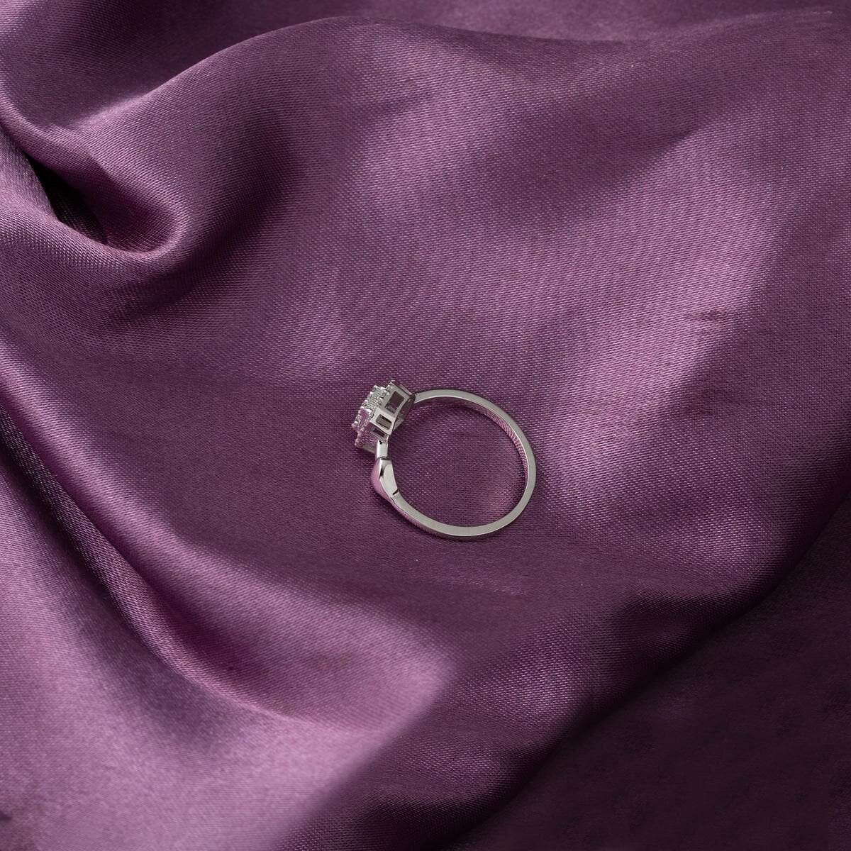 14K White Gold Heart Baguette Diamond Ring