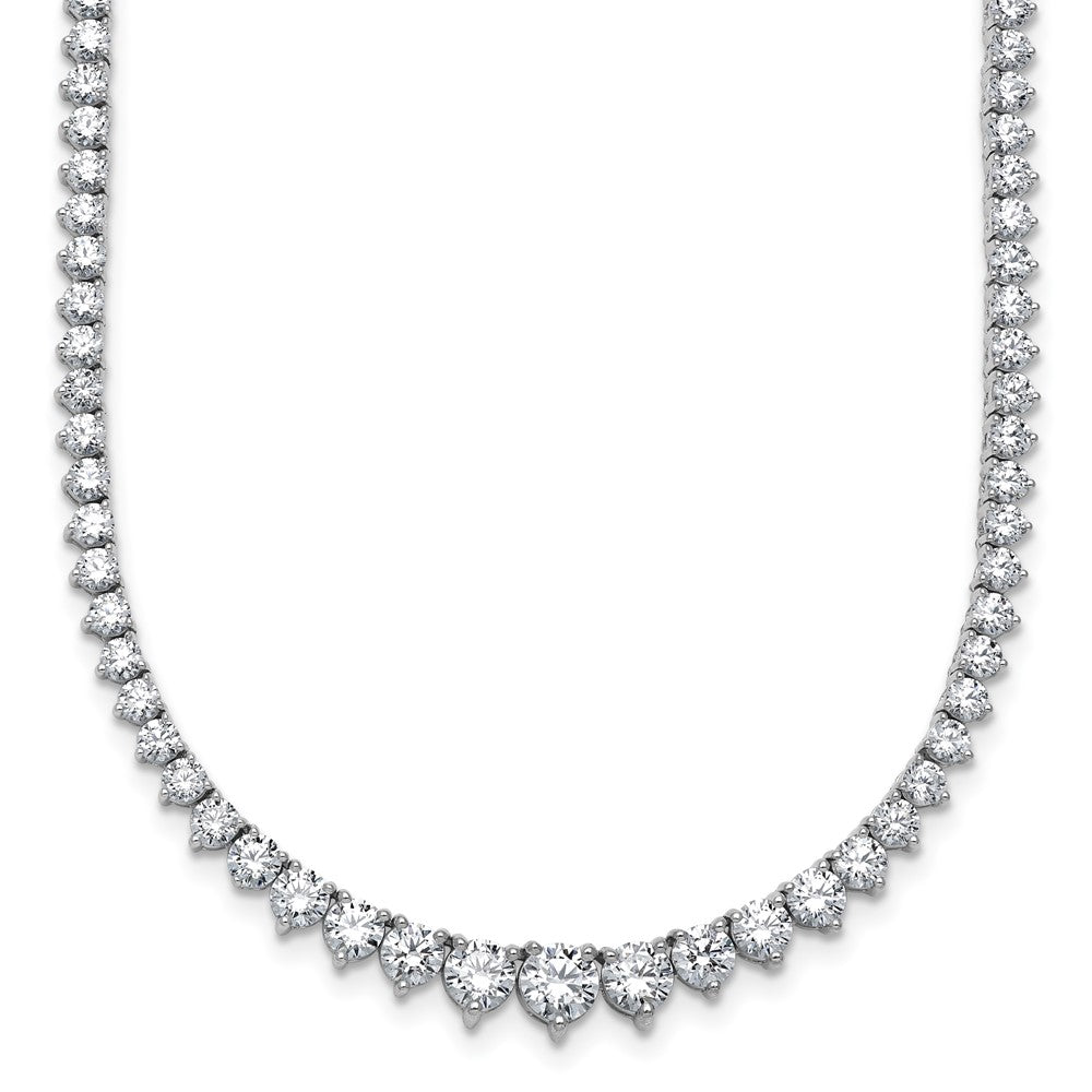 14K White Gold 10 7/8 carat Lab Grown Diamond VS/SI+ G+ Complete Round 18 Inch Graduated Tennis Necklace