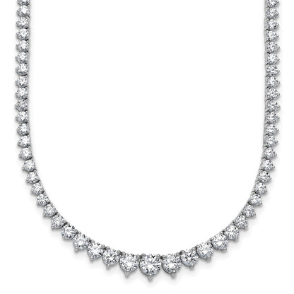 14K White Gold 10 7/8 carat Lab Grown Diamond VS/SI+ G+ Complete Round 18 Inch Graduated Tennis Necklace
