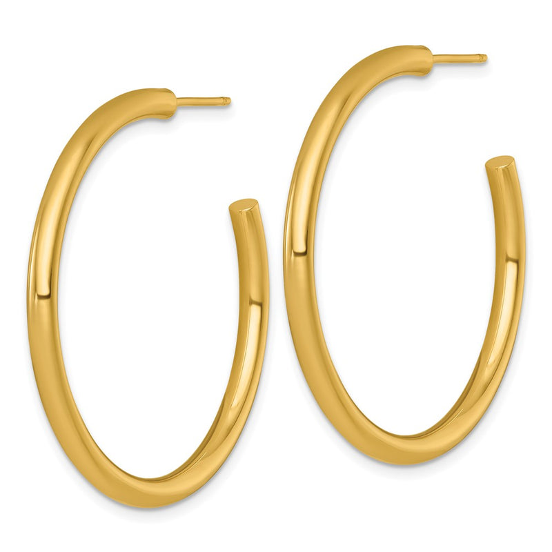 14K Yellow Gold Polished 3.0 x 40mm Tube C-Hoop Post Earrings