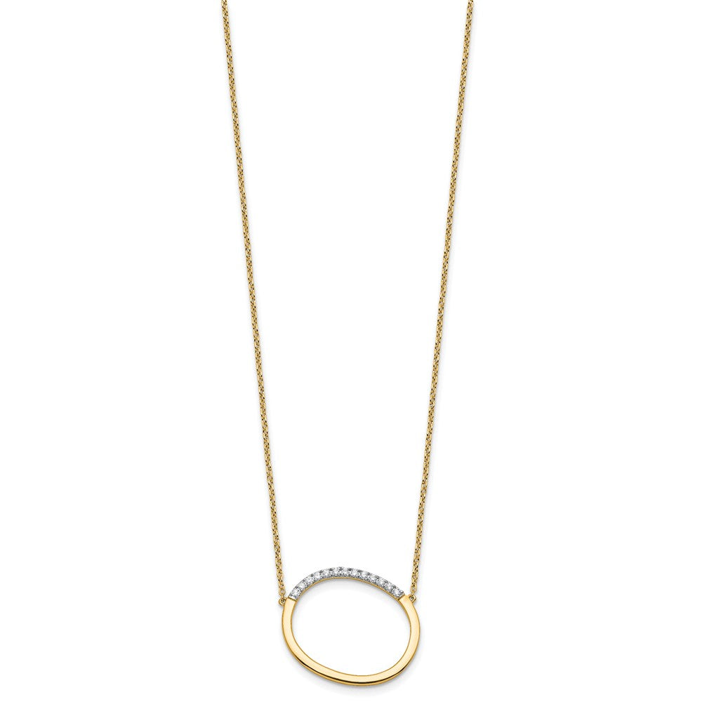 14K Yellow Gold Sideways Diamond Initial O 18 Inch Necklace