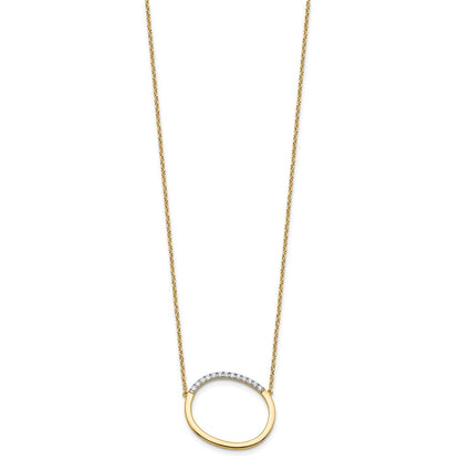 14K Yellow Gold Sideways Diamond Initial O 18 Inch Necklace