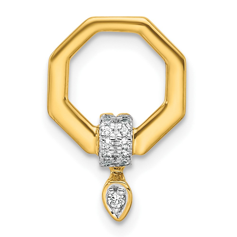 14K Yellow Gold Polished 1/15 carat Diamond Octagon Chain Slide