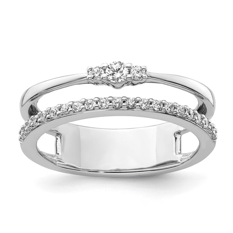 14K White Gold Polished Diamond Double Wedding Band Ring Fashion Ring