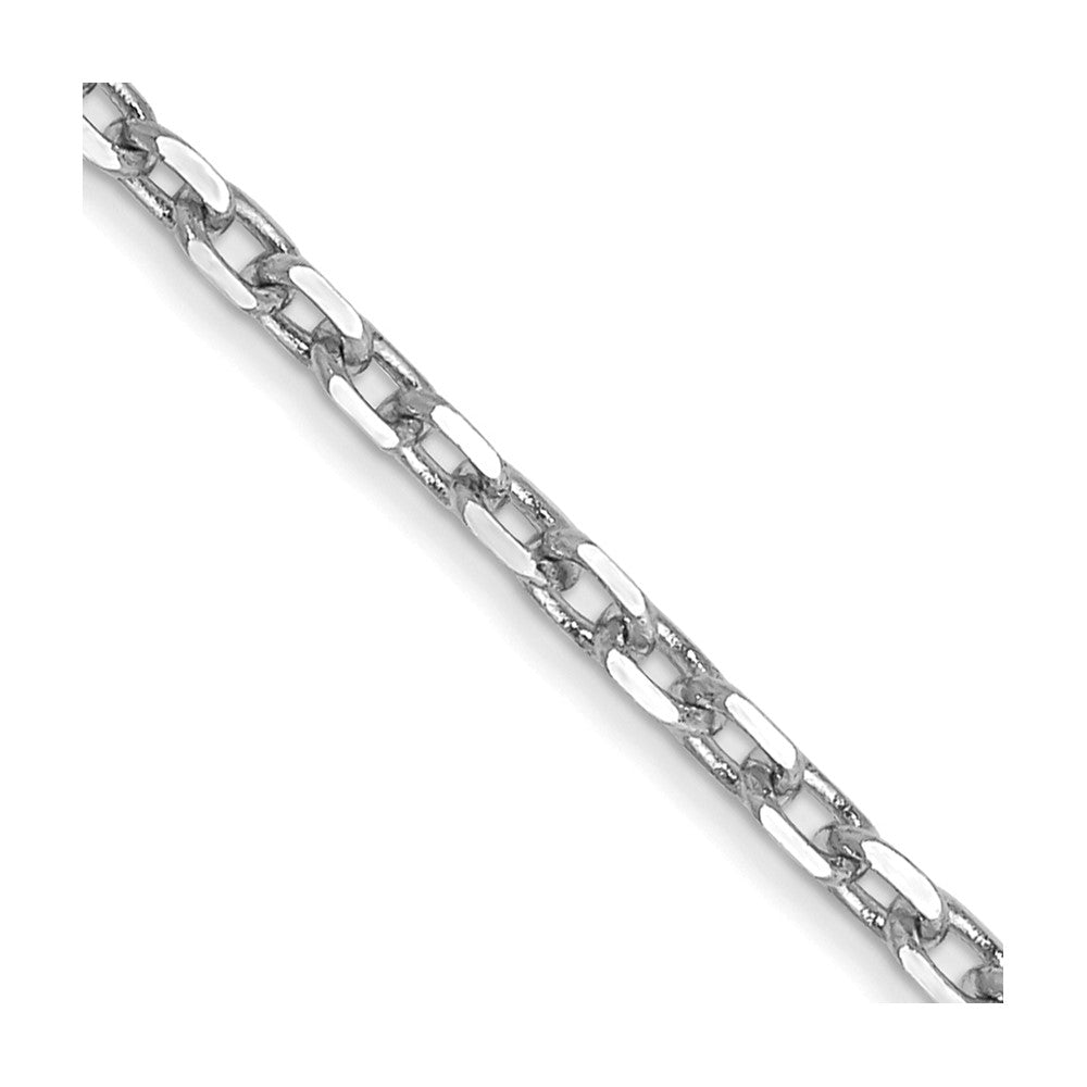 14K White Gold 20 Inch 1.8mm Diamond-cut Round Open Link Cable with Lobster Clasp Chain