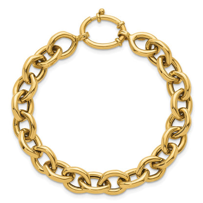 14K Yellow Gold Polished 9mm Fancy Cable Link 7.25 Inch Bracelet