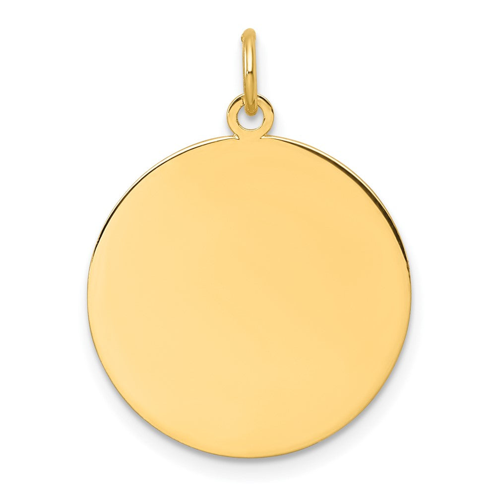 14K Yellow Gold Plain .035 Gauge Round Engravable Disc Charm