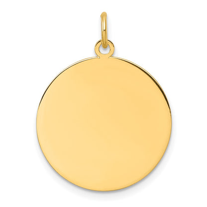 14K Yellow Gold Plain .035 Gauge Round Engravable Disc Charm