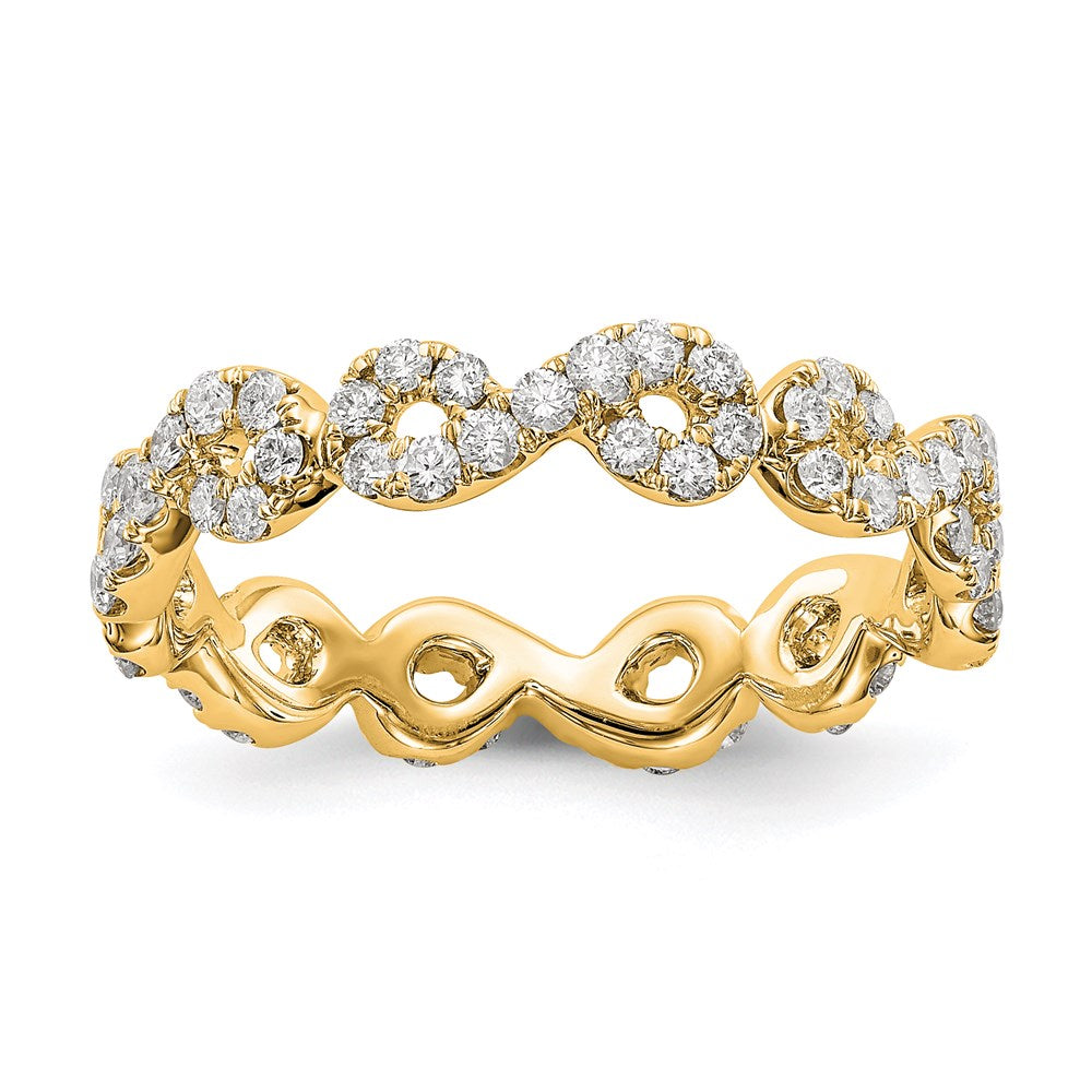 14K Yellow Gold Polished Infinity Shared U Prong Size 6.5 Diamond Eternity Wedding Band Ring