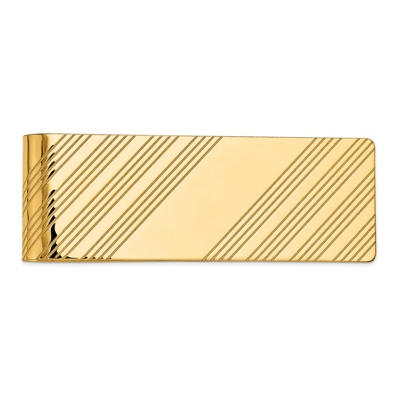 14K Yellow Gold Men's Grooved Polished Money Clip