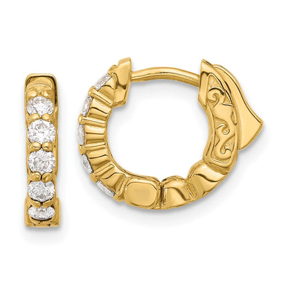 14K Yellow Gold .46 carat Diamond Round Hoop w/Safety Clasp Earrings