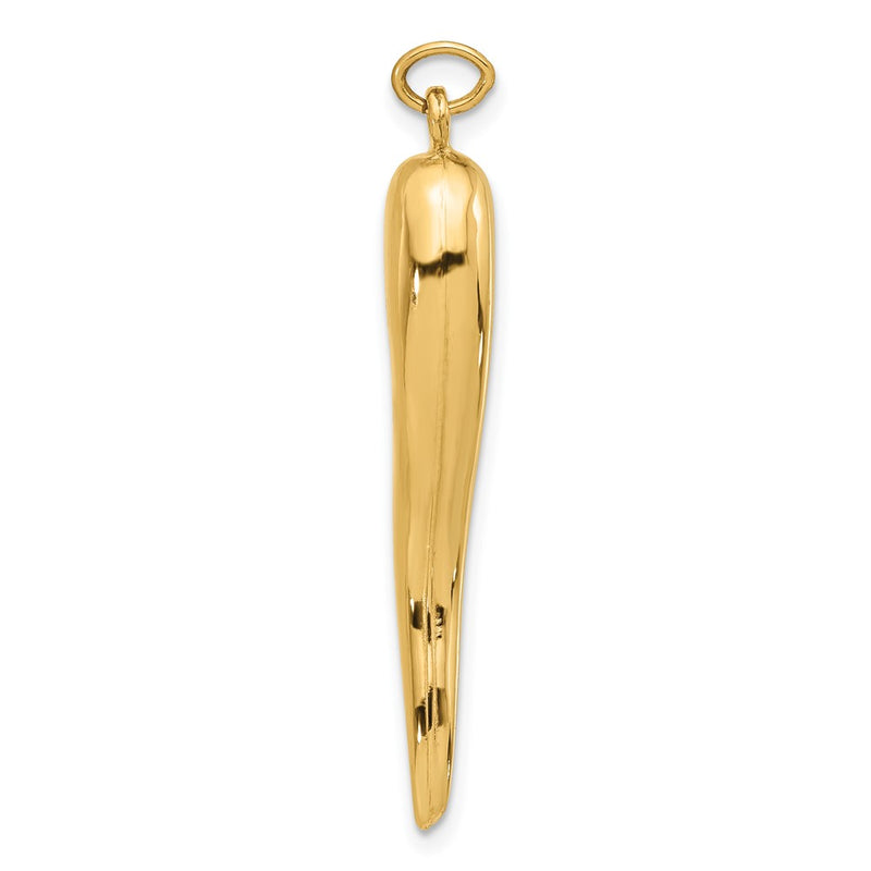 14K Yellow Gold Polished Hollow 3-D Italian Horn Pendant