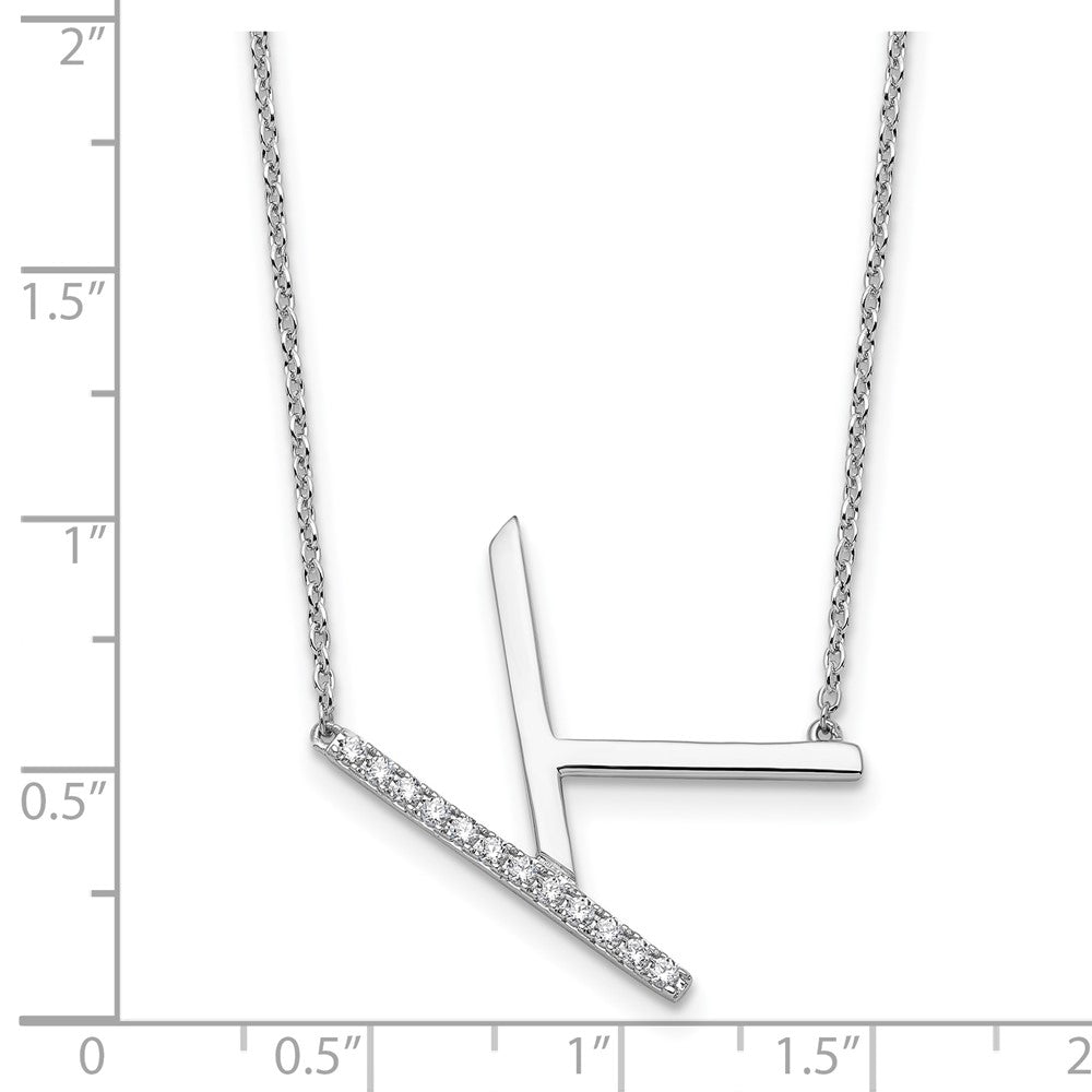 14K White Gold Sideways Diamond Initial K 18 Inch Necklace