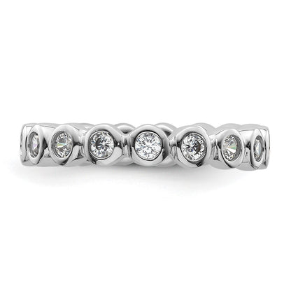 14K White Gold Polished Size 4.5 Bezel-set 1/2 carat Diamond Complete Eternity Wedding Band Ring