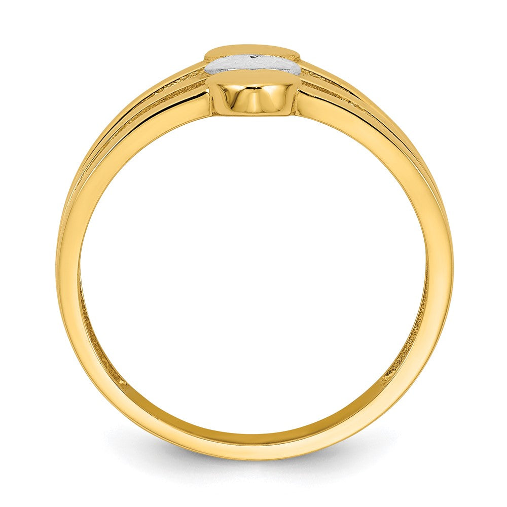 14K Yellow Gold with Rhodium Polished and Diamond-cut Three Hearts Size 7 Ring