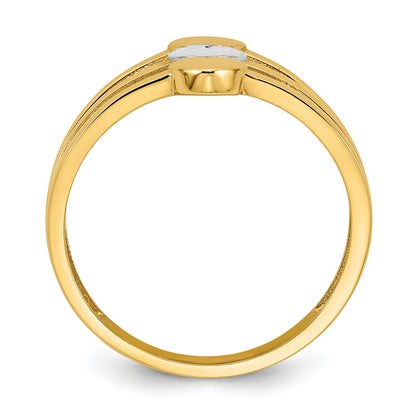 14K Yellow Gold with Rhodium Polished and Diamond-cut Three Hearts Size 7 Ring