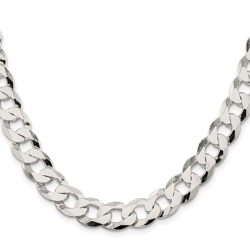Sterling Silver Rhodium-plated 11.75mm Flat Curb 26 Inch Chain