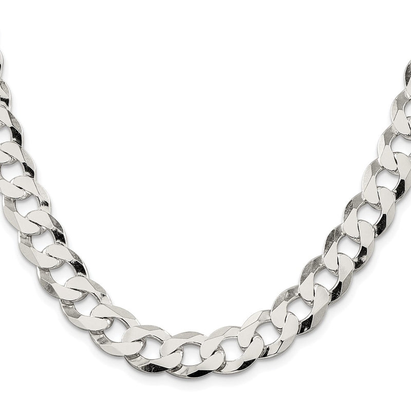 Sterling Silver Rhodium-plated 11.75mm Flat Curb 26 Inch Chain
