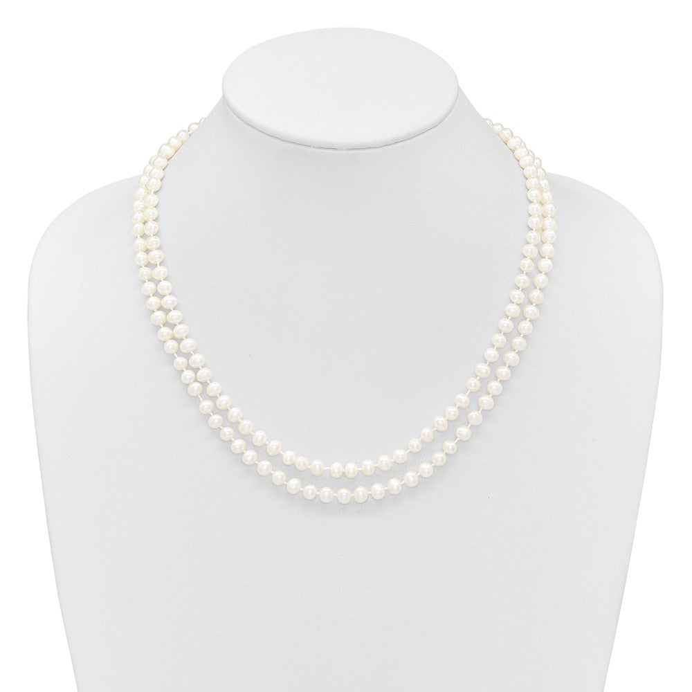 14K Yellow Gold 5-6mm Near Round Freshwater Cultured Pearl Double Strand 18 Inch Necklace