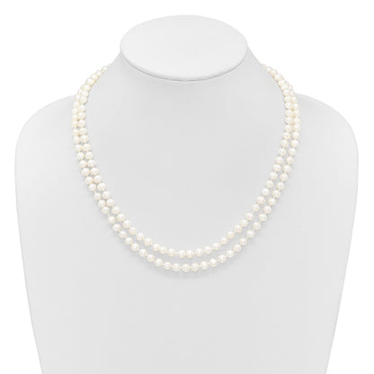 14K Yellow Gold 5-6mm Near Round Freshwater Cultured Pearl Double Strand 18 Inch Necklace