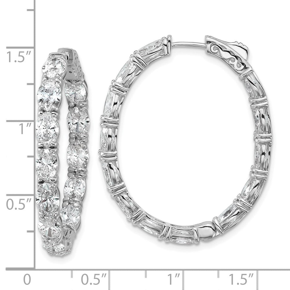 14K White Gold Certified Oval and Round VS DEF Diamond Inside/Outside Hoop Earrings