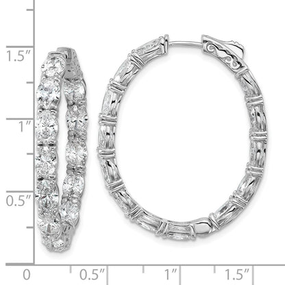 14K White Gold Certified Oval and Round VS DEF Diamond Inside/Outside Hoop Earrings