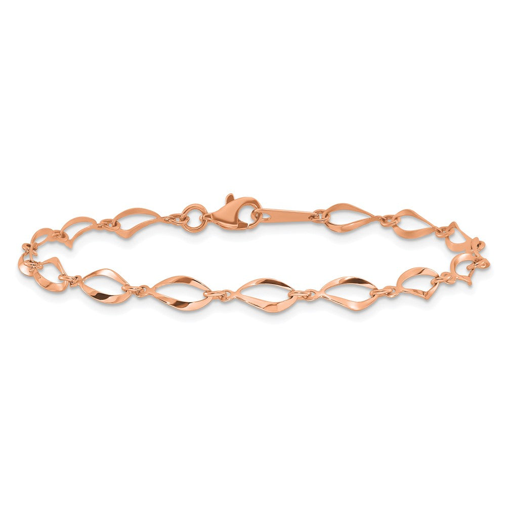 14K Rose Gold Polished Fancy Twisted Link 7.25 Inch Bracelet
