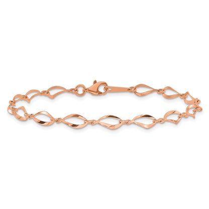 14K Rose Gold Polished Fancy Twisted Link 7.25 Inch Bracelet