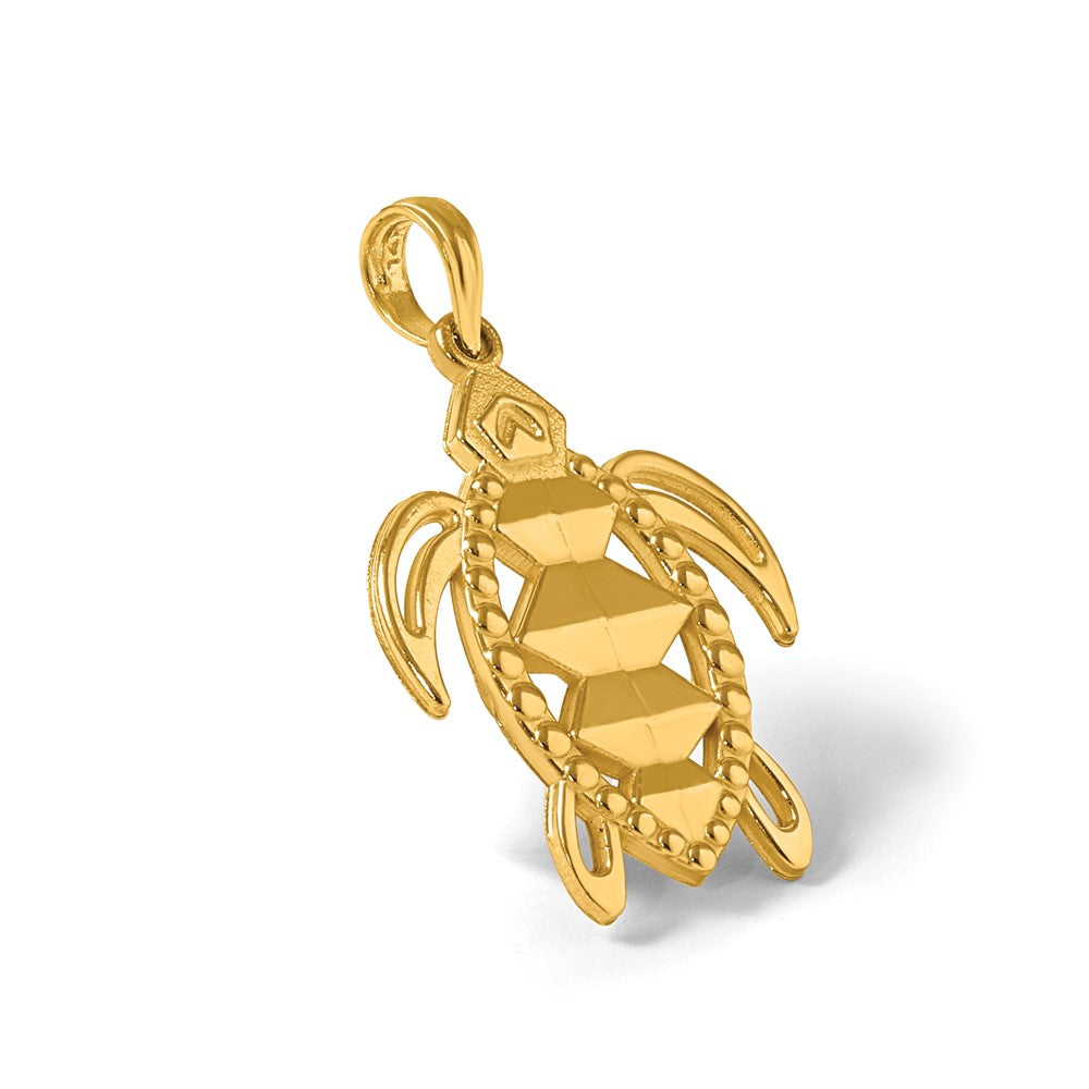 14K Yellow Gold Polished Turtle Pendant