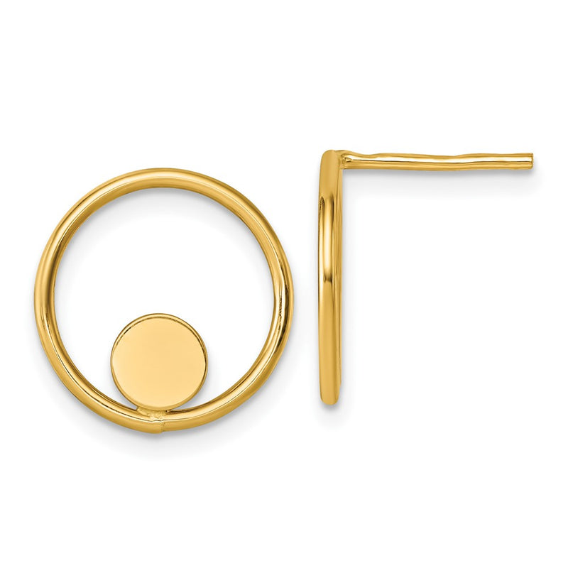 14K Yellow Gold Polished Circle in Circle Post Earrings