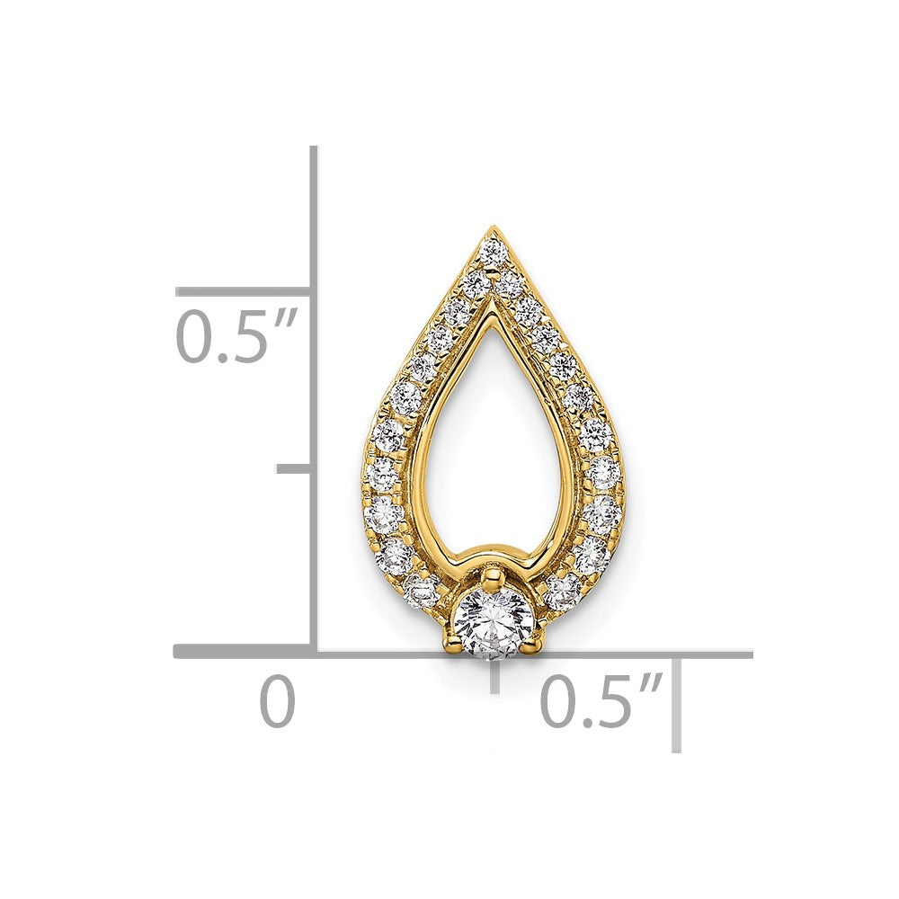 14K Yellow Gold Polished 1/4 carat Diamond Teardrop Chain Slide