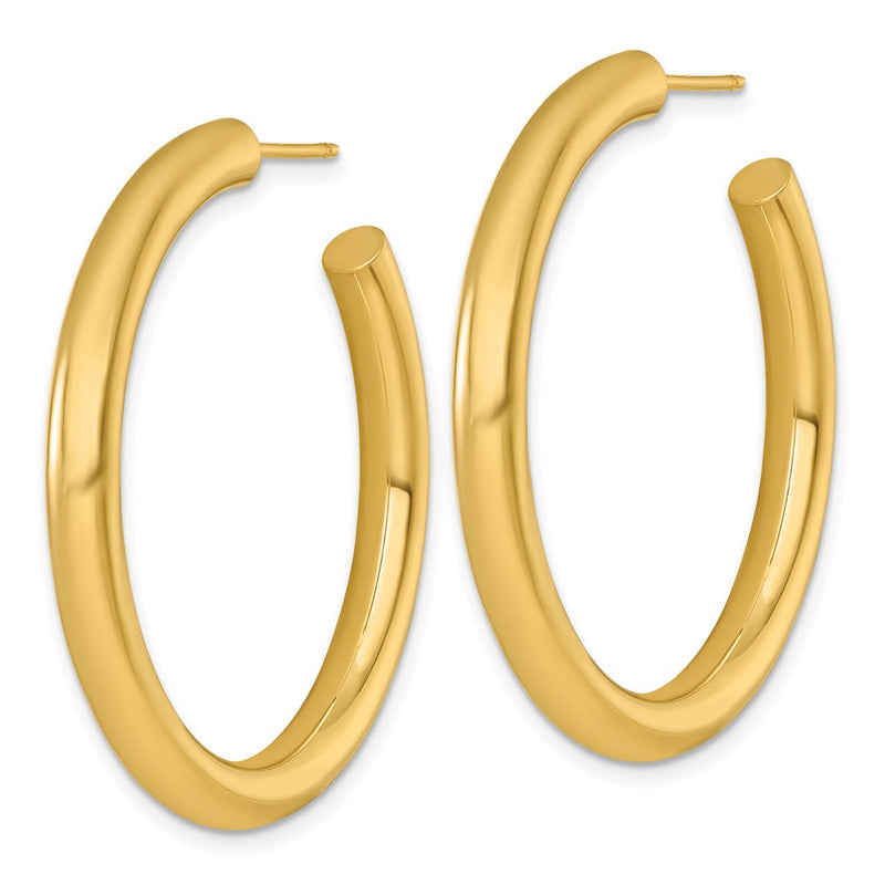 14K Yellow Gold Polished 4.0 x 40mm Tube C-Hoop Post Earrings