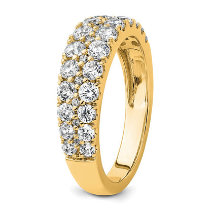 True Origin 14K Yellow Gold 1 1/4 carat Lab Grown Diamond VS+ F+ Double Row Complete Wedding Band Ring