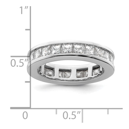14K White Gold Polished Size 6.5 Channel-set 3 carat Princess Diamond Complete Eternity Wedding Band Ring