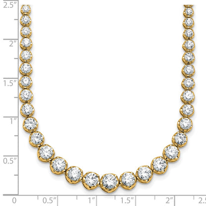14K Yellow Gold 11 1/15 carat Lab Grown Diamond VS/SI+ G+ Complete Round 20 Inch Graduated Tennis Necklace