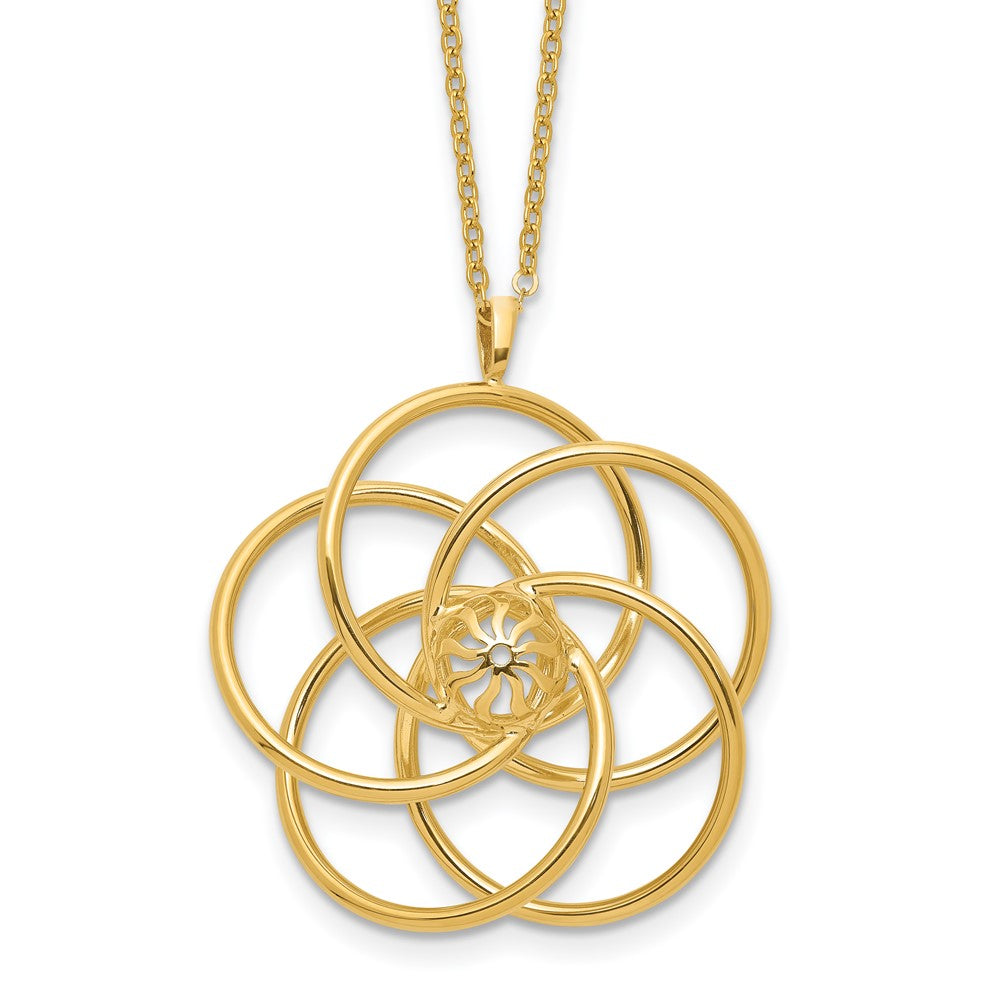 14K Yellow Gold Polished Floral Pendant 17 Inch Necklace