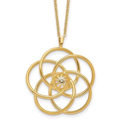 14K Yellow Gold Polished Floral Pendant 17 Inch Necklace