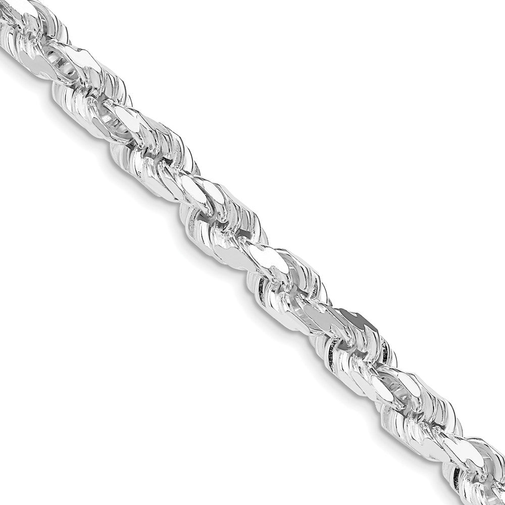 Sterling Silver Rhodium-plated 6.5mm Diamond-cut Rope 30 Inch Chain