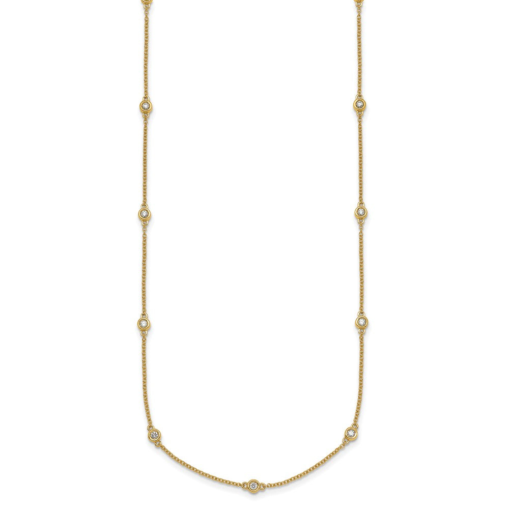 14K Yellow Gold Complete 3/8 carat Bezel-set Diamond and Cable Chain 17-Station 20 Inch Necklace