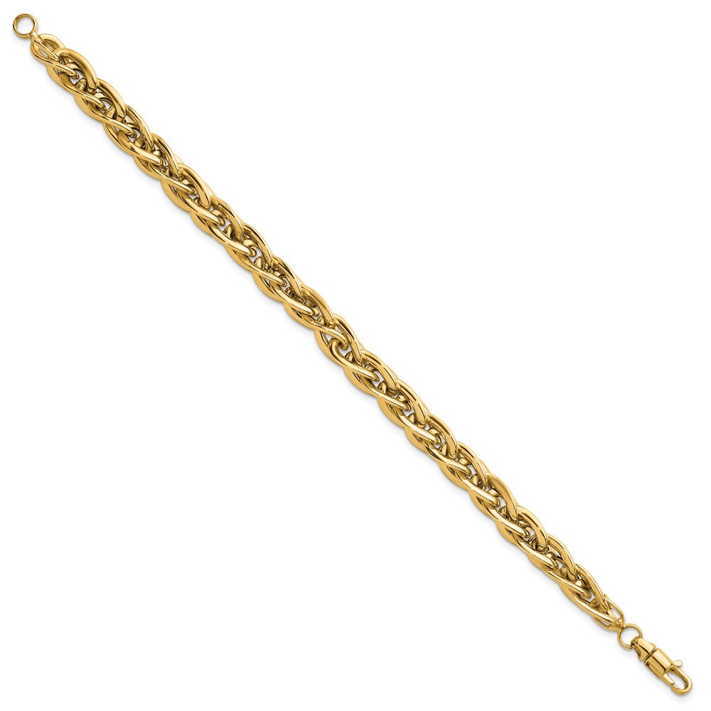 14K Yellow Gold Polished 5.2mm Fancy Rope Link Chain Bracelet