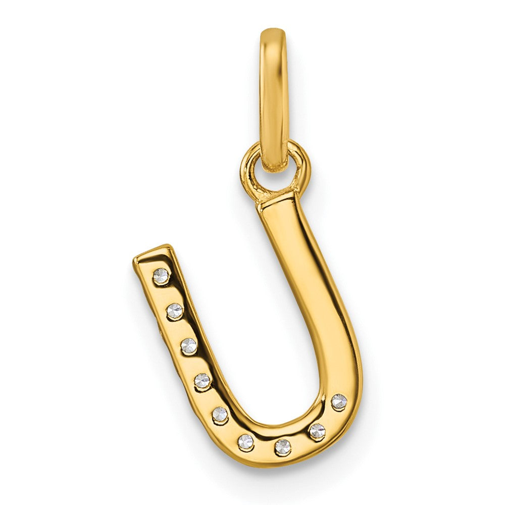 14K Yellow Gold Twisted .10 ct. Diamond Initial U Charm